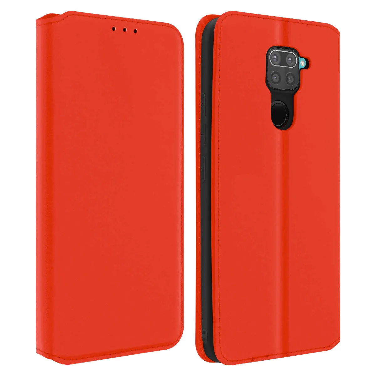 Avizar Rouge Housse Pour Xiaomi Redmi Note 9 Étui Folio Portefeuille Fonction Support