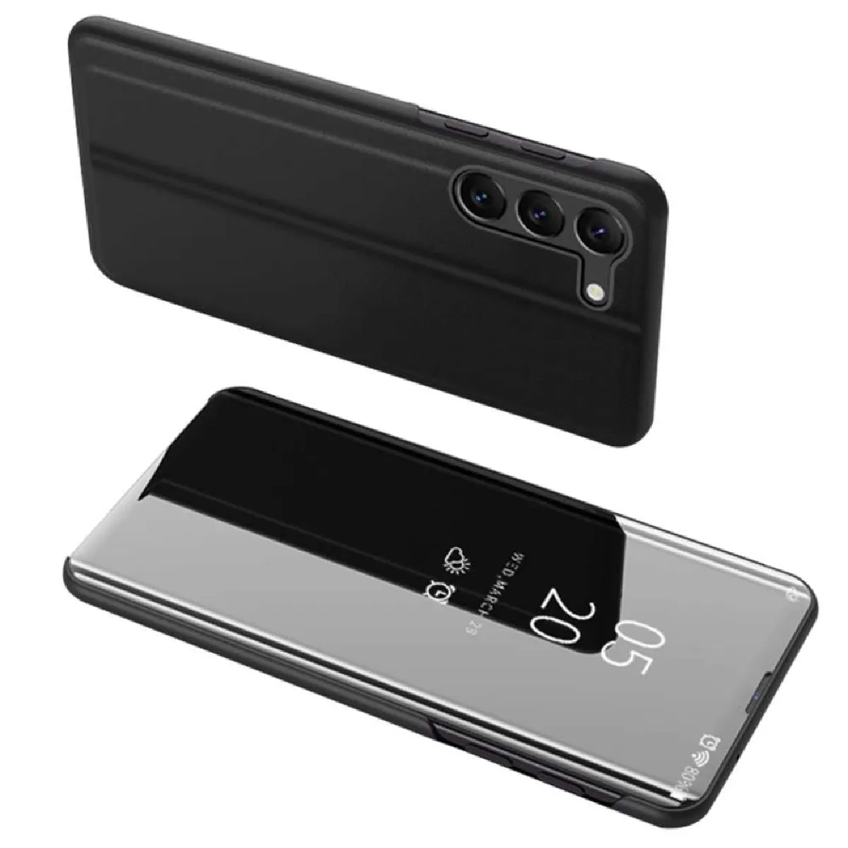 Htdmobiles Noir Étui Portefeuille Miroir Samsung Galaxy S24 5G