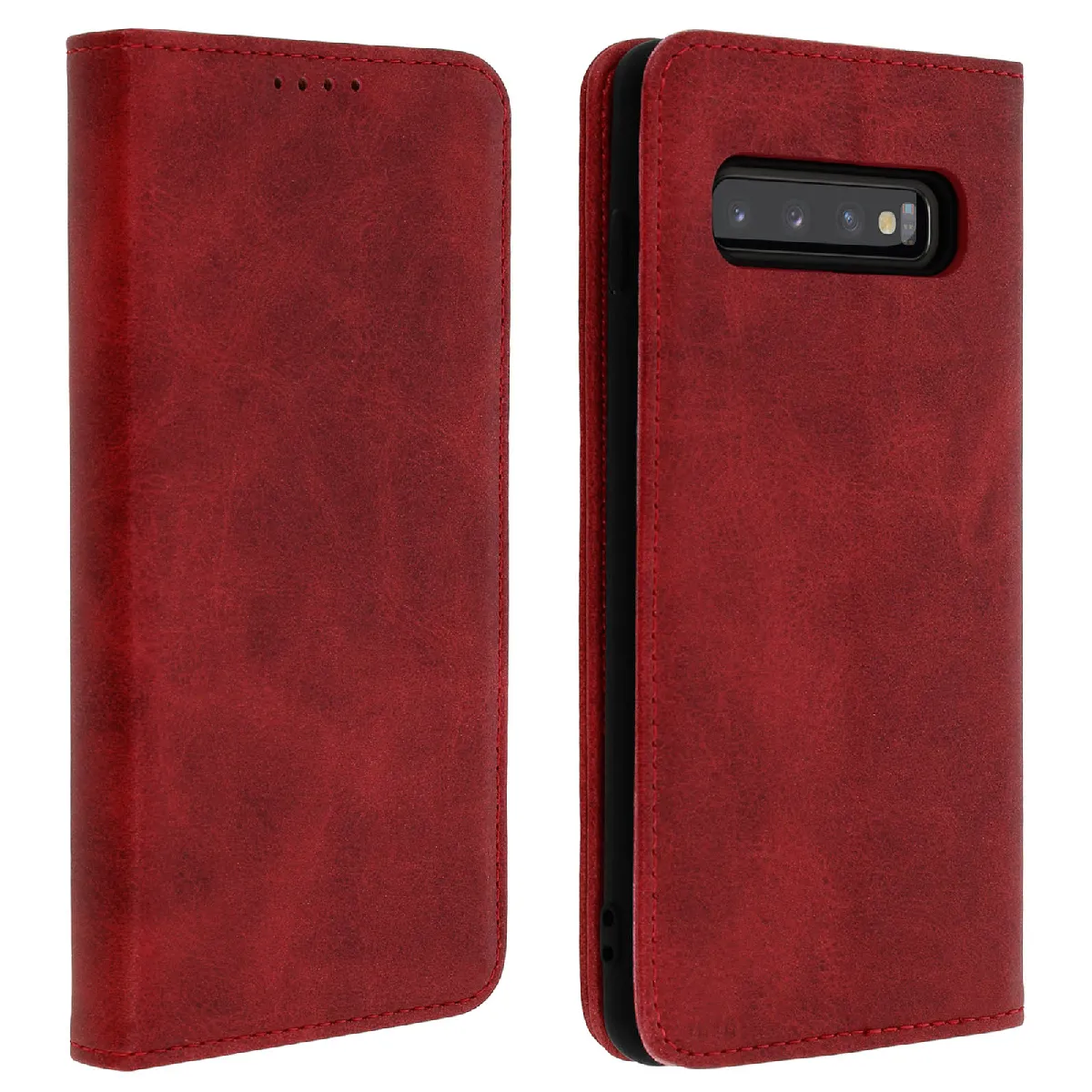 Avizar Rouge Housse Pour Samsung Galaxy S10 Étui Porte-Cartes Support Vidéo