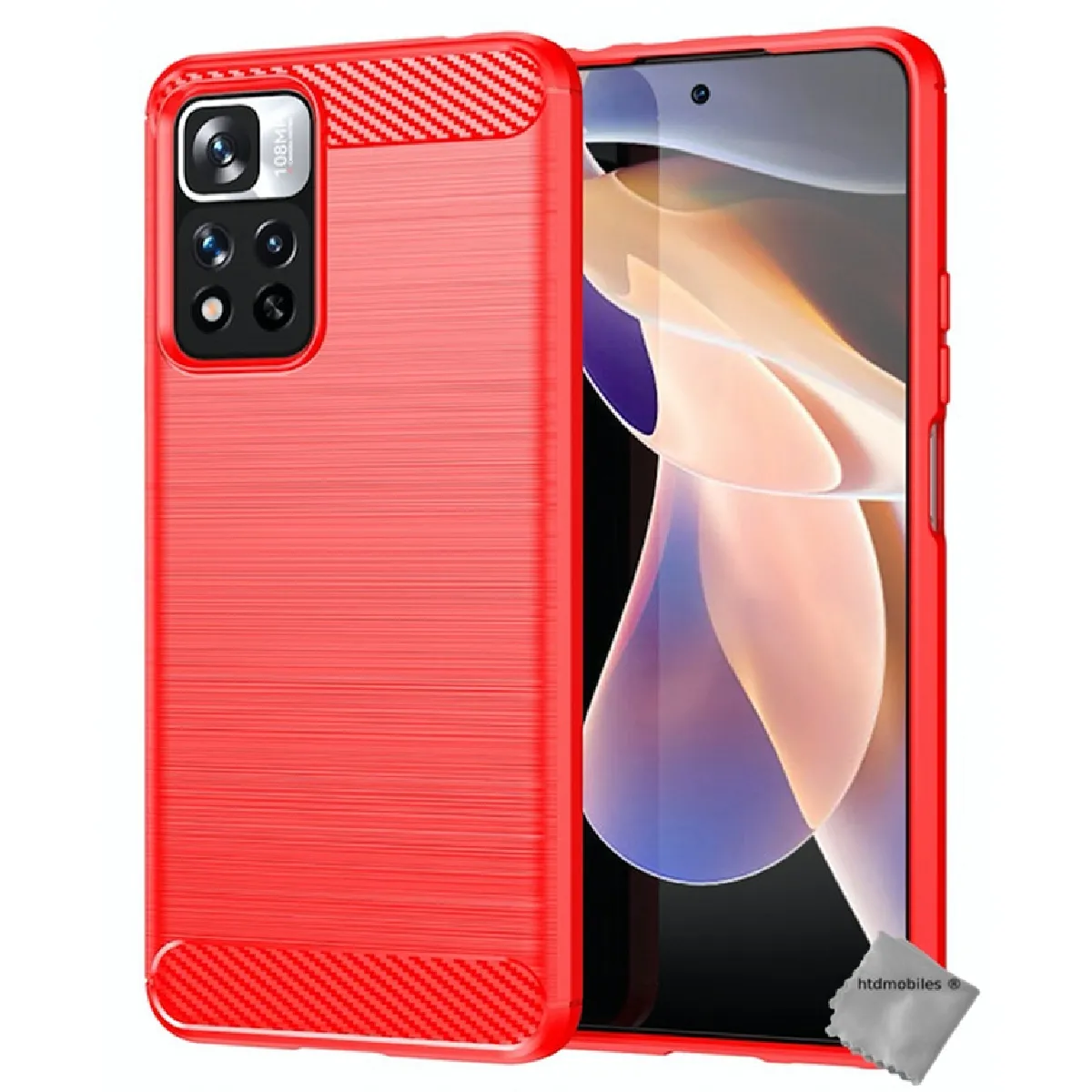 Htdmobiles Rouge Coque En Silicone Xiaomi Redmi Note 11 Pro+ 5G