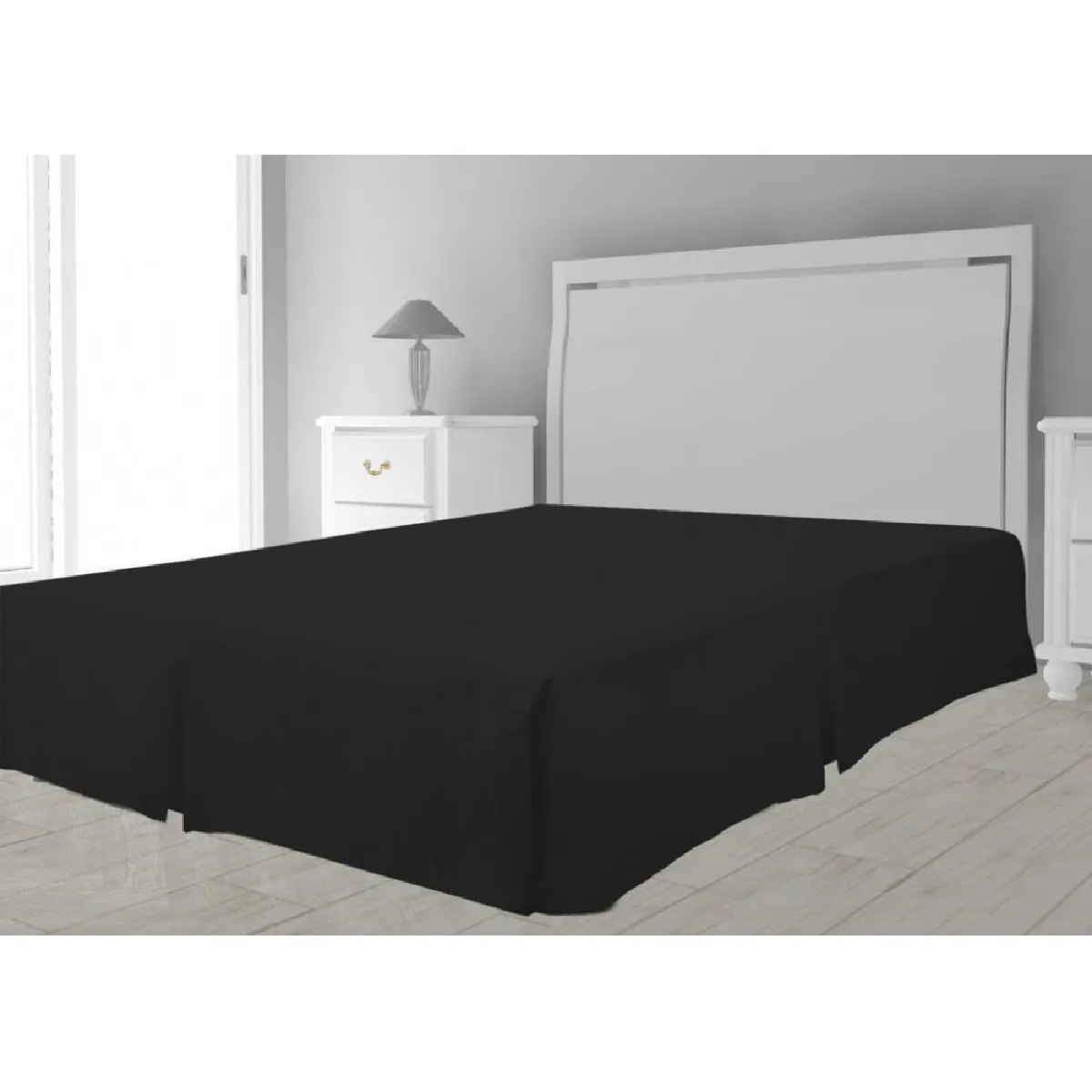 SOLEIL D'OCRE Cache Sommier Microfibre 160x200 Noir