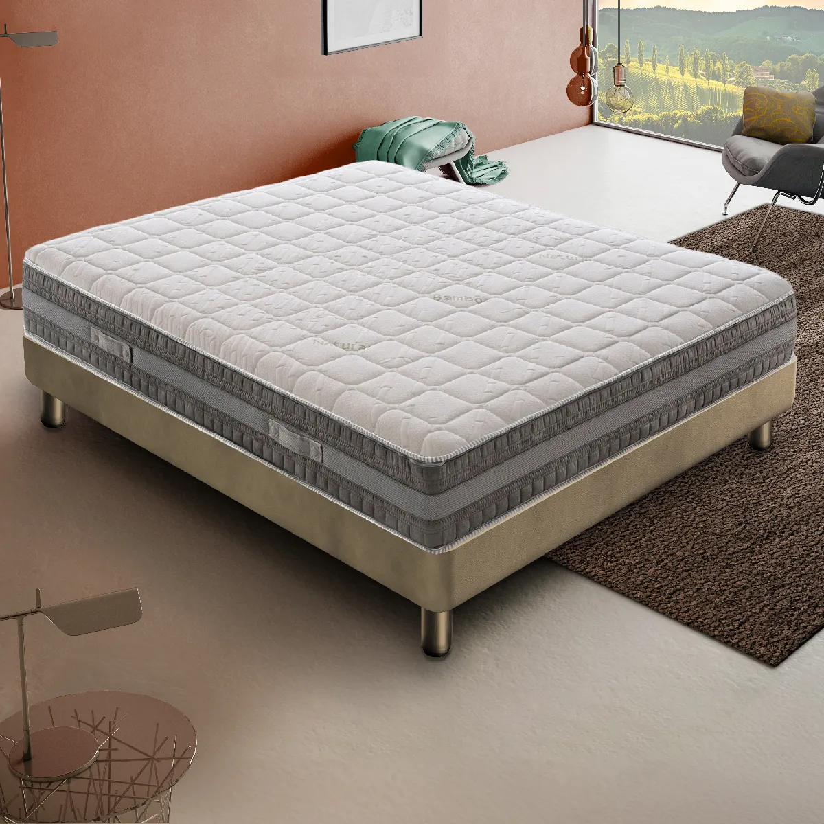 Matelas mousse à mèmoire et gel à mèmoure - 3 couches - housse amovible - hateur 22 cm Matelas mousse à mèmoire et gel à mèmoure - 3 couches - housse amovible - hateur 22 cm