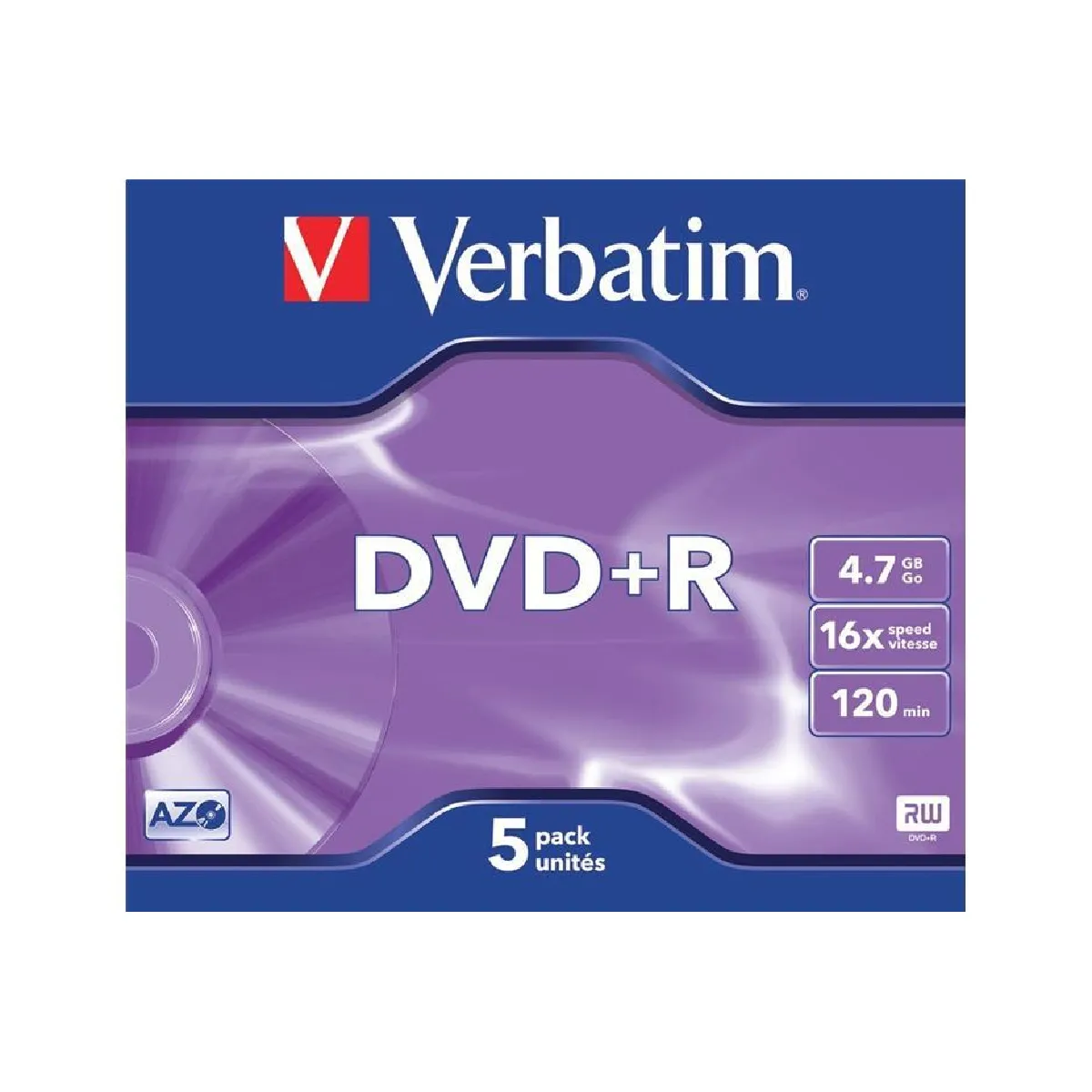 Verbatim DVD+R 4 7 Go 16x Pack de 5