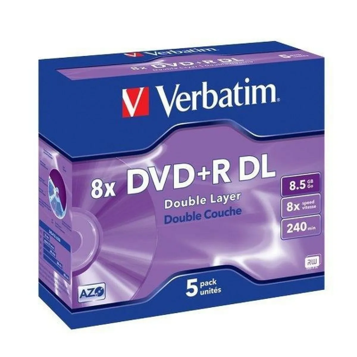 Verbatim DVD+R DL 8.5 Go 8x 240 min par 5 boitier jewel