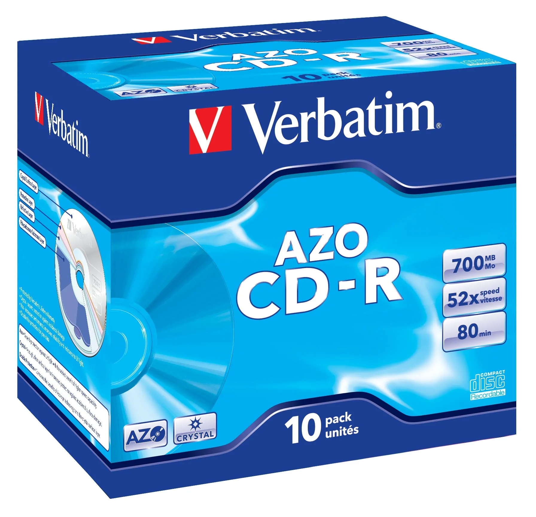 Verbatim CD R AZO Crystal 700 MB 10 Unités - vue 6