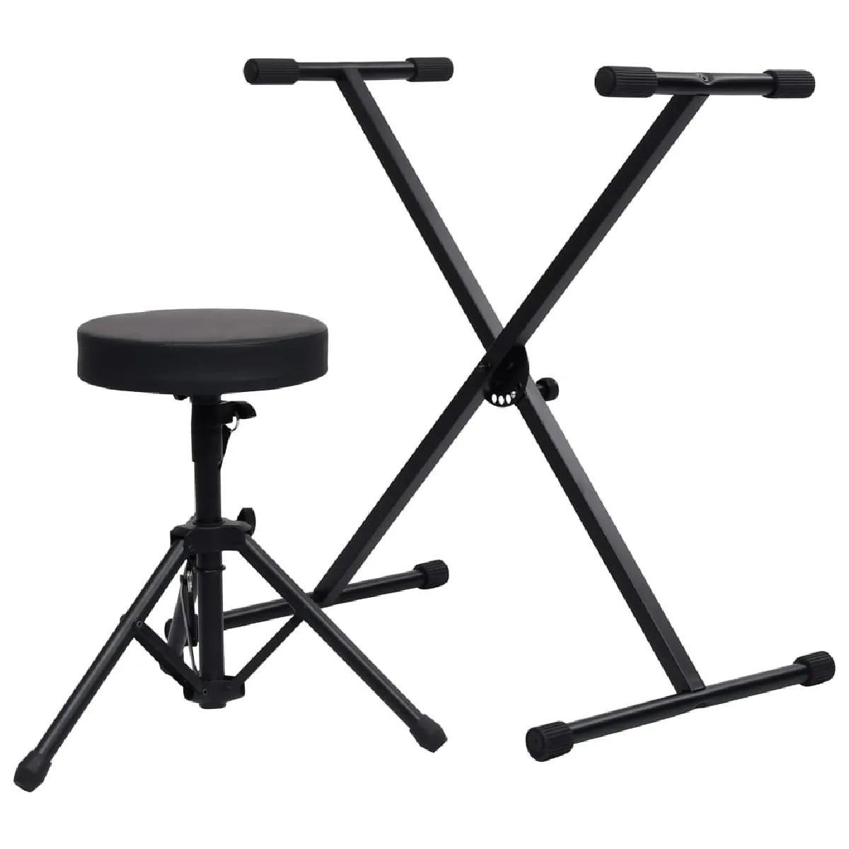 Vidaxl Noir Support De Clavier Et Tabouret