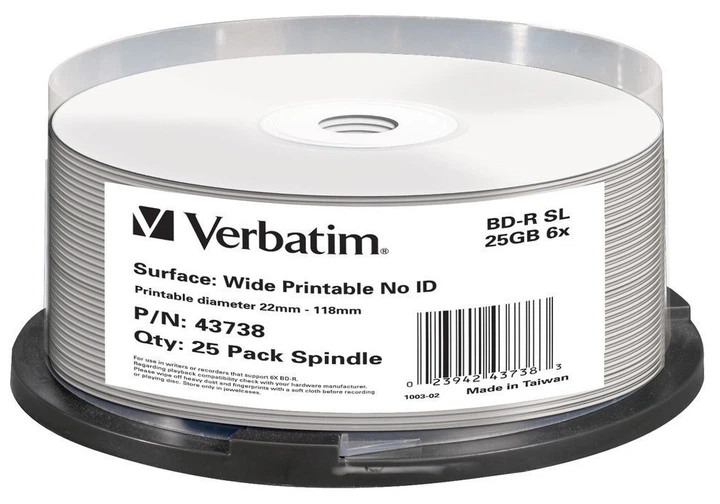 Verbatim Blu-ray vierge 25 unités