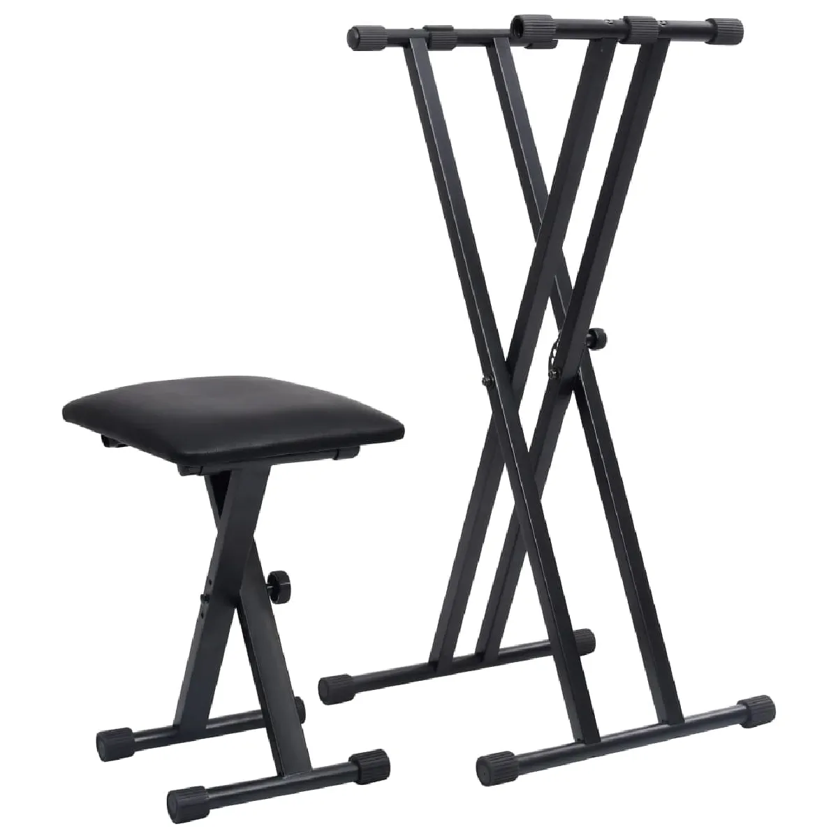 Vidaxl Noir Kit De Support De Clavier Avec Tabouret