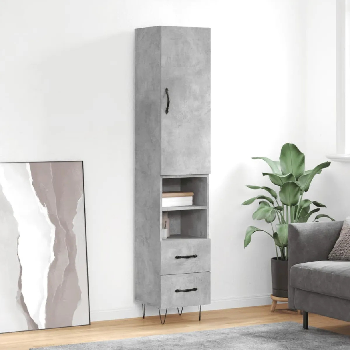vidaXL Buffet Haut Gris Béton