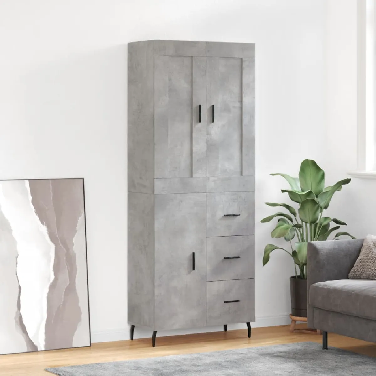 Vidaxl Gris Buffet Haut - Béton