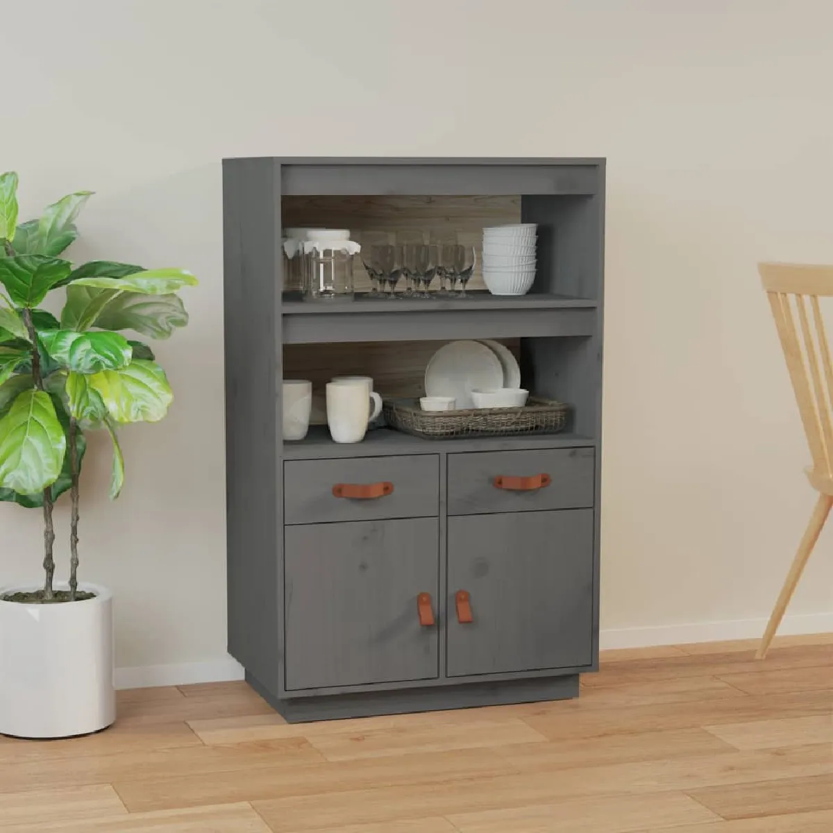 Vidaxl Buffet haut Gris 67x40x108,5