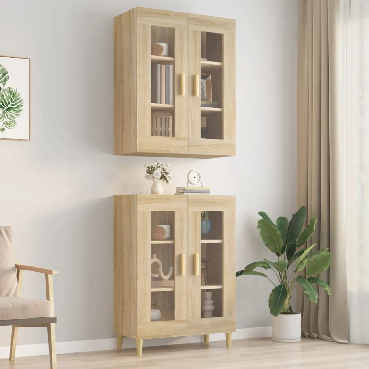 vidaXL Armoire murale Chêne Sonoma - vue 2