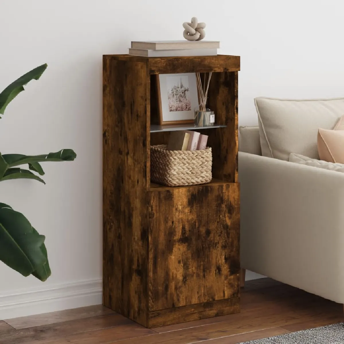 VIDAXL - Buffet - Chêne Fumé - 41x37x100 cm - Avec Éclairage LED - Image 2