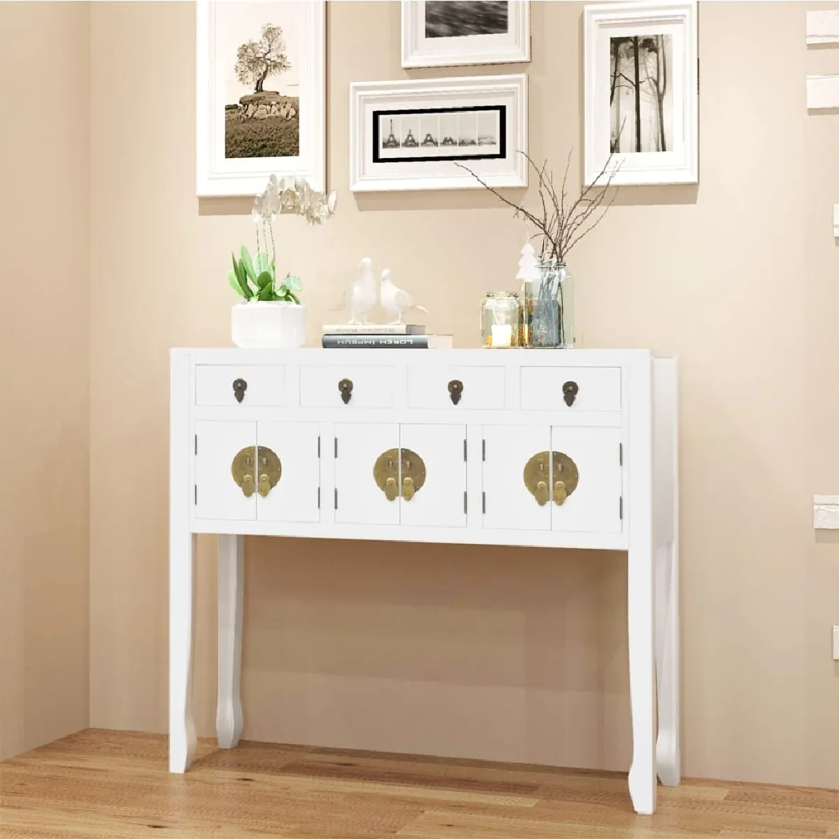 VidaXL Buffet - Style chinois - Blanc