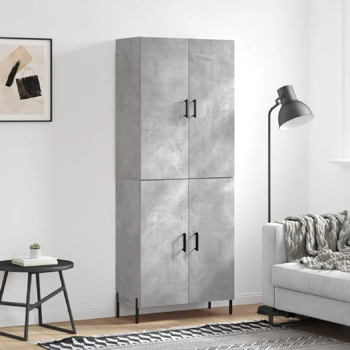 vidaXL Buffet haut Gris béton - 69.5x34x180 cm