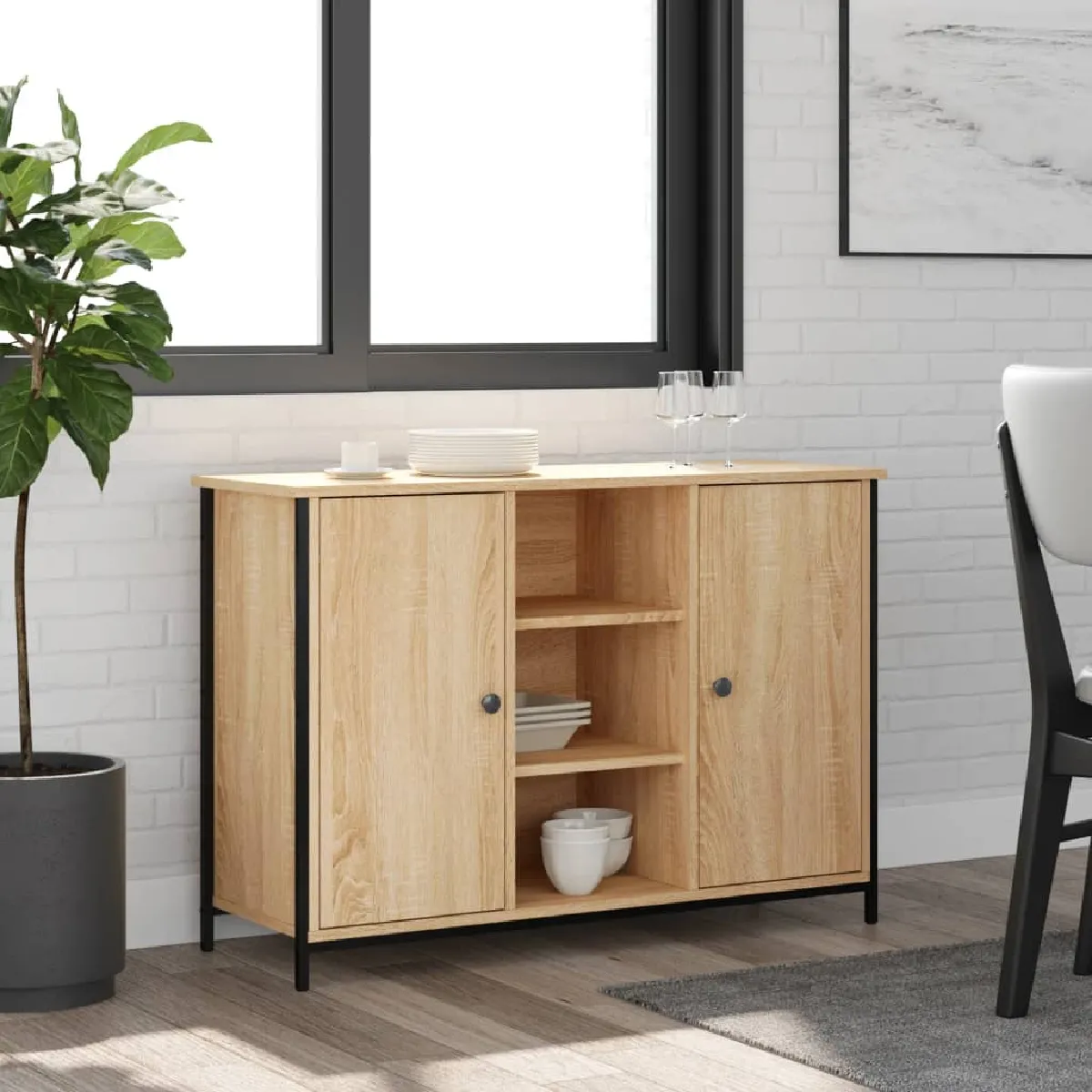 vidaXL - Buffet - Sonoma Oak - 100x35x70 cm - Image 3