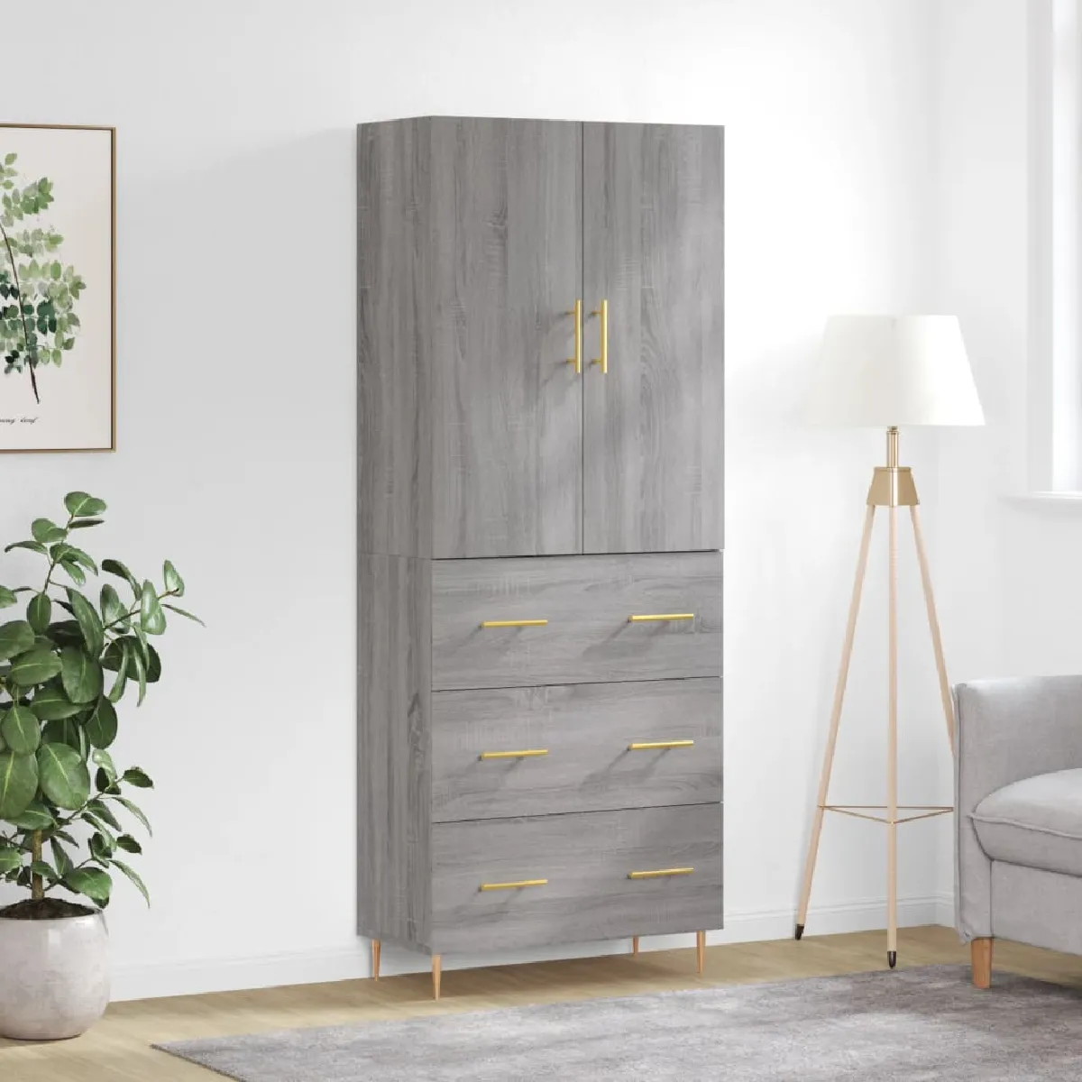 Vidaxl Buffet haut Sonoma gris Bois d'ingénierie - 69,5x34x180 cm