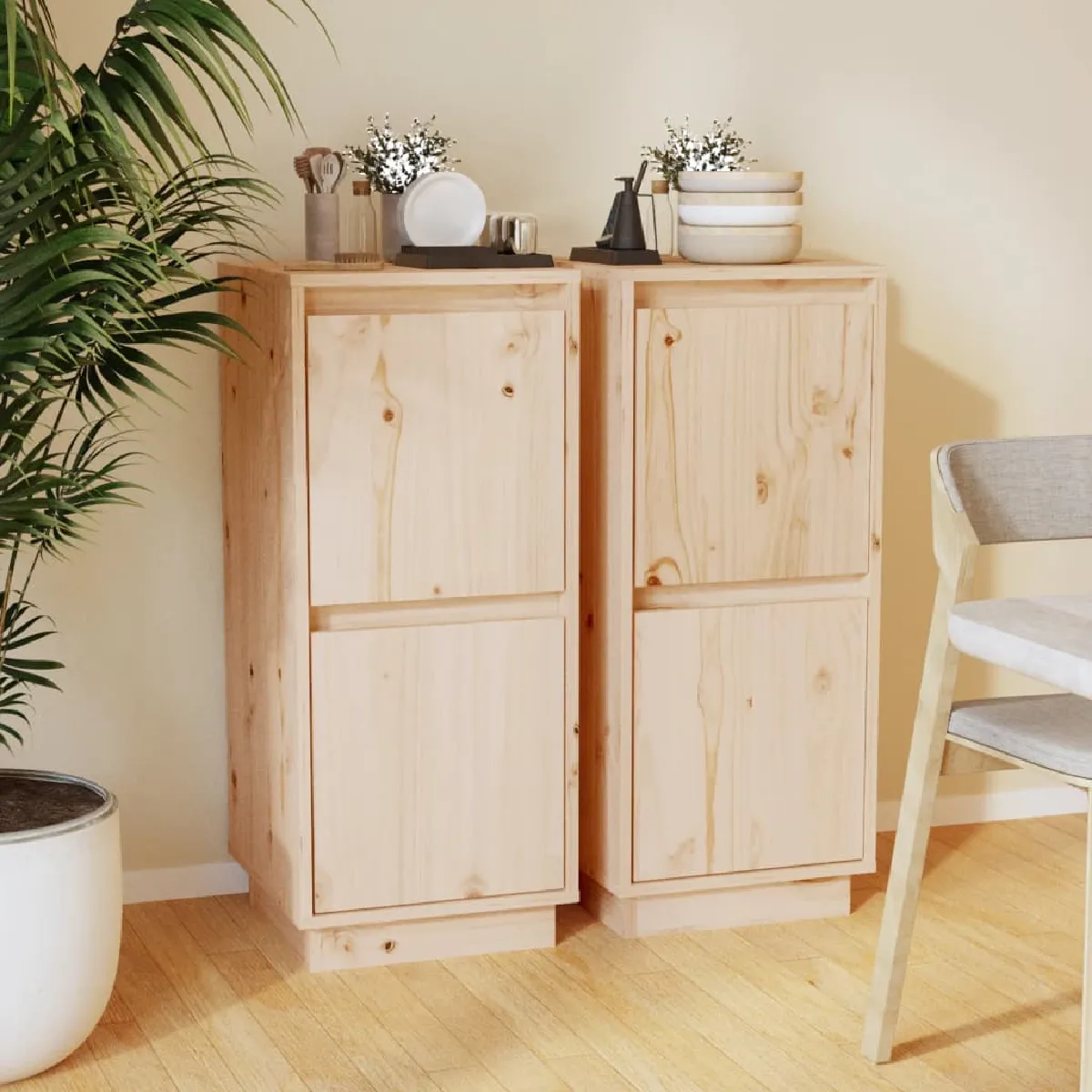 Vidaxl Buffets 2 Pcs - Bois De Pin Massif