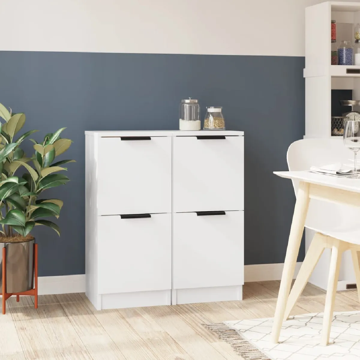 VIDAXL - Buffet - Lot de 2 - 30x30x70 cm - Blanc - Image 3