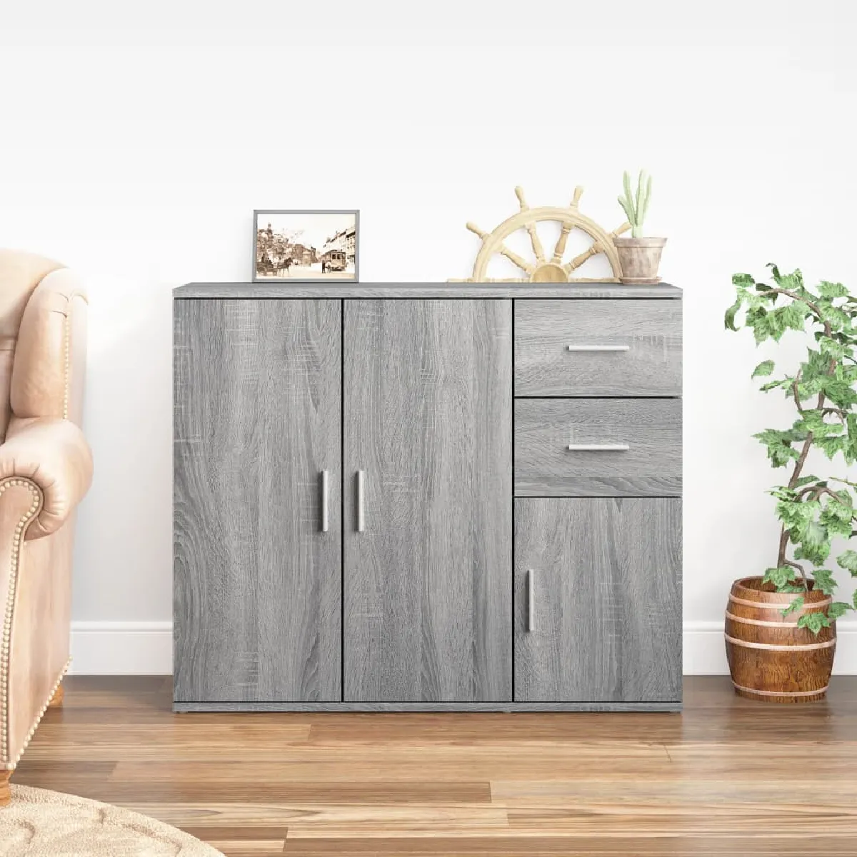 VIDAXL - Buffet - Sonoma - Gris - 91x29,5x75 cm - Image 2