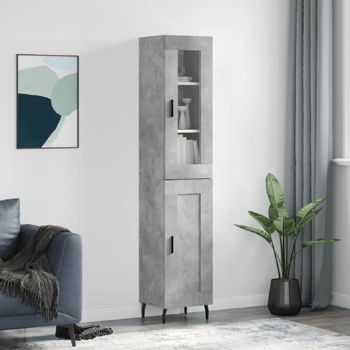Vidaxl Gris Buffet Haut - Béton