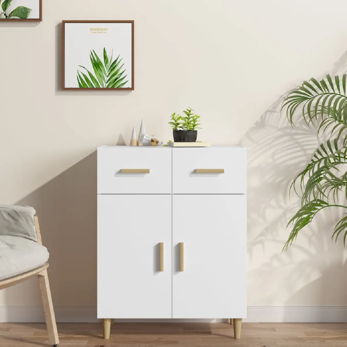Non Communiqué Blanc Vidaxl Buffet 69,5X34x89 Cm Bois D’ingénierie812186 - Image 3