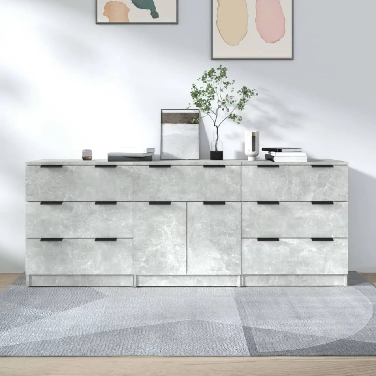 vidaXL Buffets 3 pcs Béton - vue 4