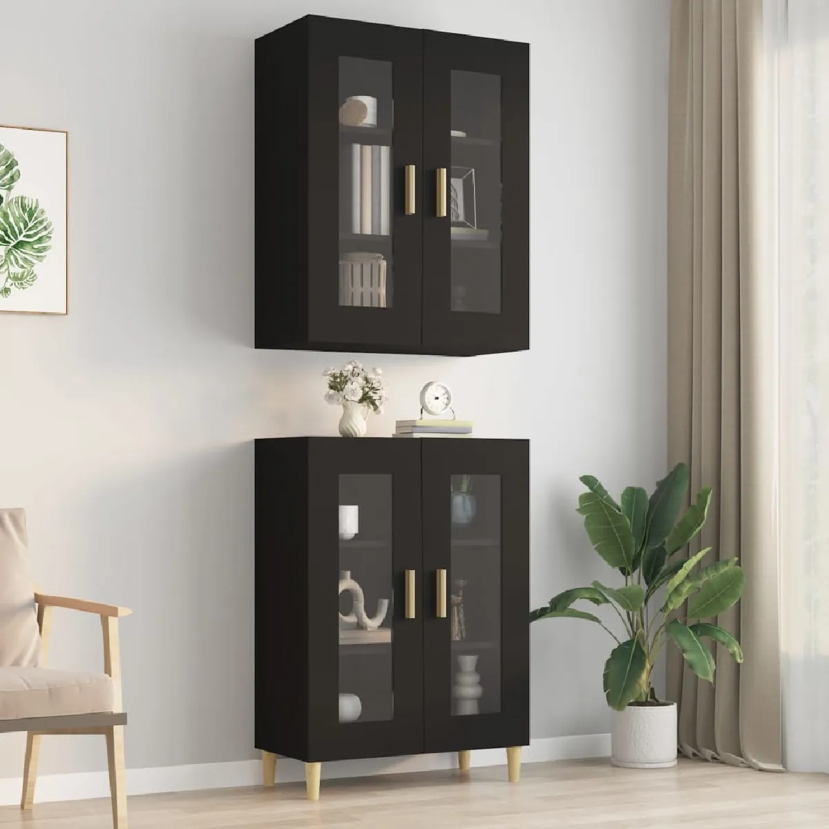 Vidaxl Armoire murale - Noir - 69,5 x 34 x 90 cm