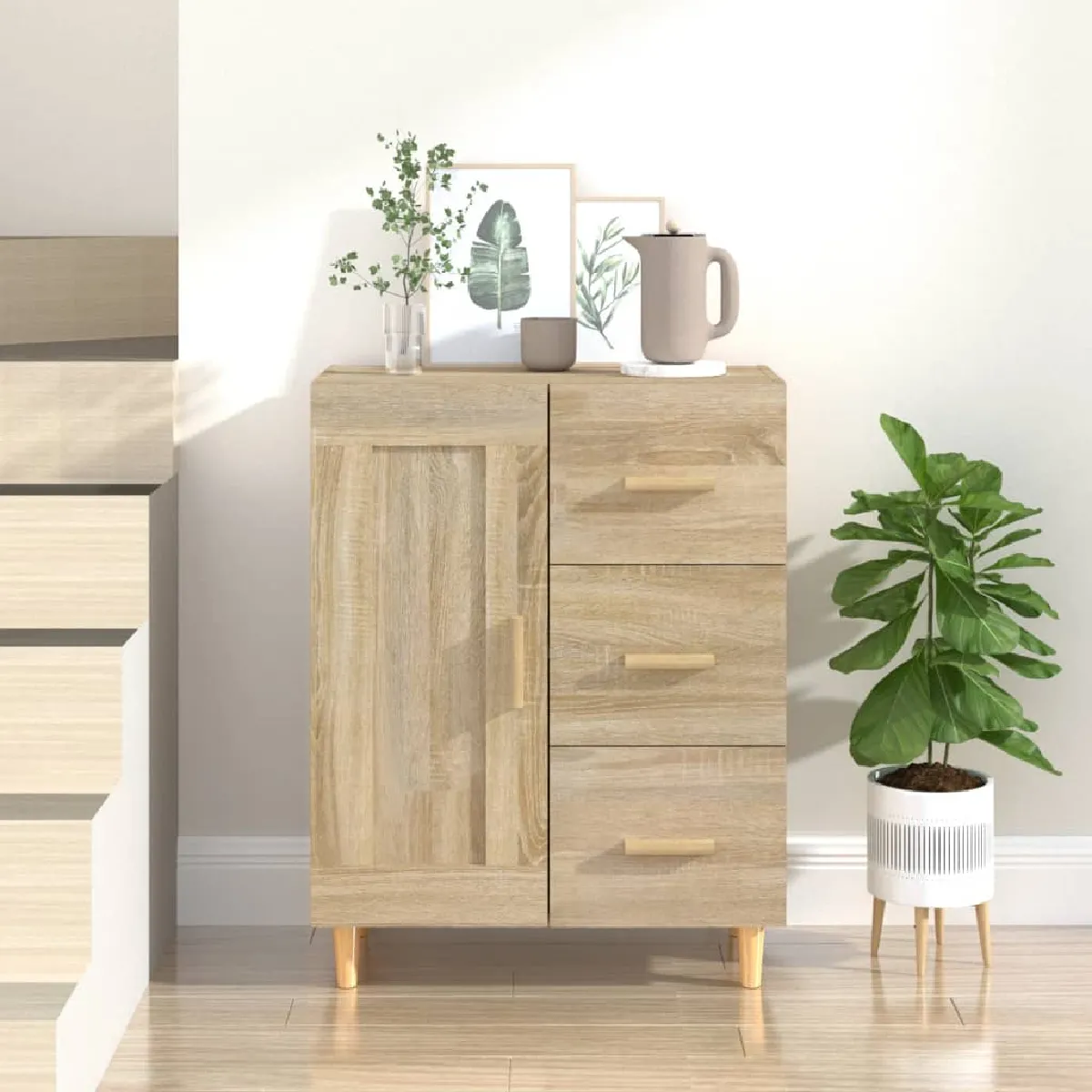 Non Communiqué Marron Vidaxl Buffet Chêne Sonoma 69,5X34x90 Cm Bois D'ingénierie812225 - Image 3