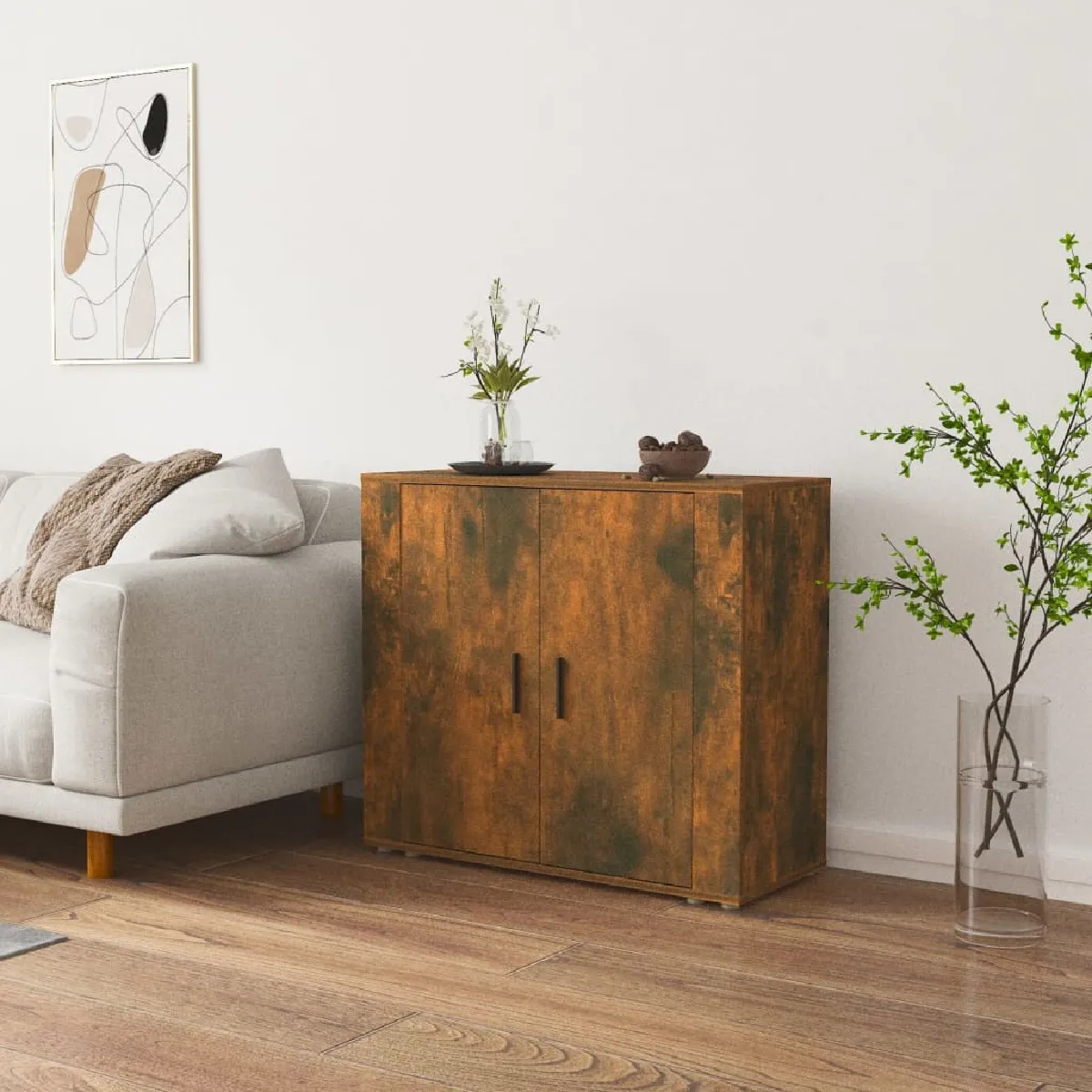 vidaXL - Buffet - 80x33x70 cm - Chêne fumé - Image 2