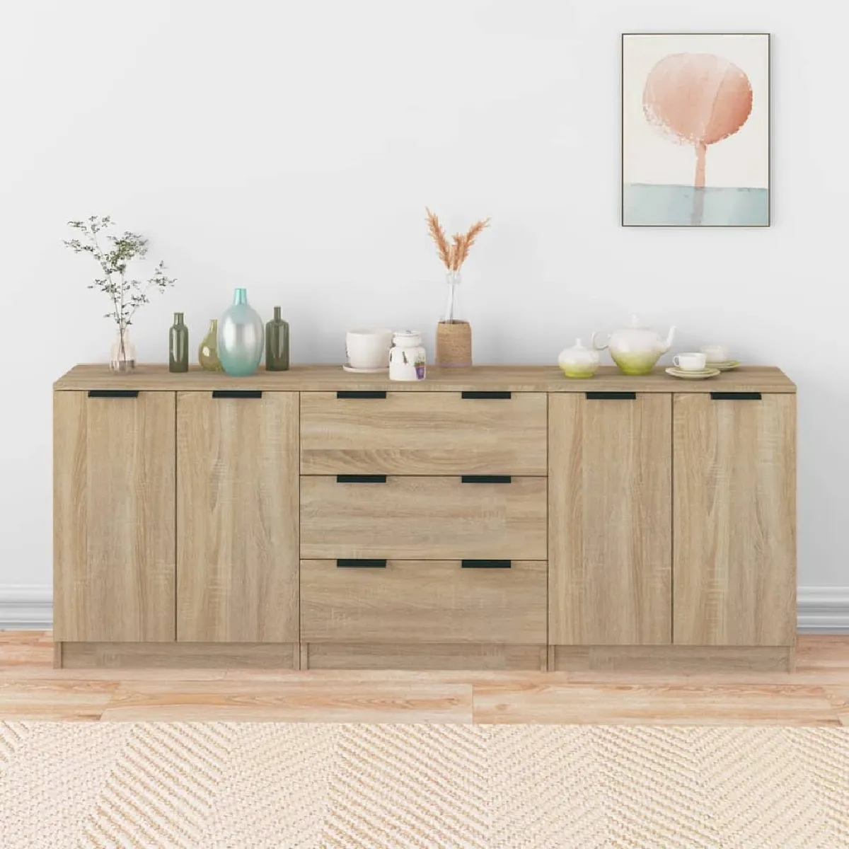 VIDAXL Buffets 3 pcs Chêne sonoma - vue 3