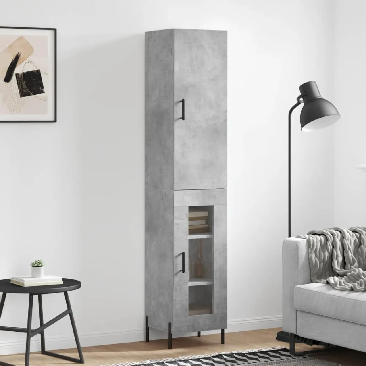 Vidaxl Gris Buffet Haut Verre Béton