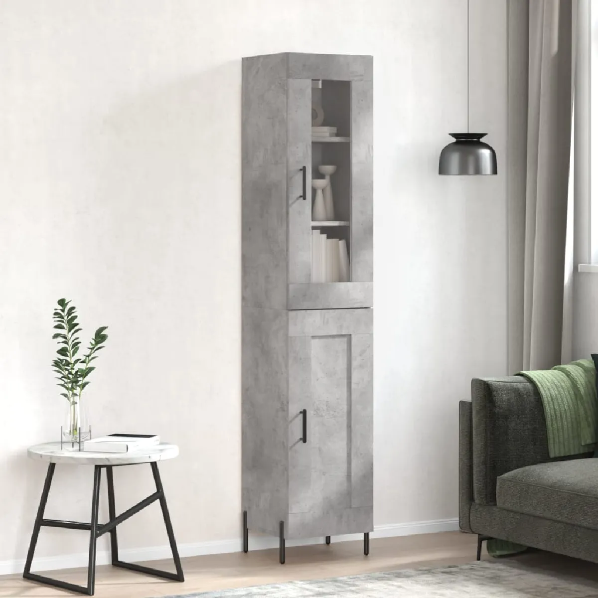 vidaXL Buffet haut béton 34 5x34x180 cm - vue 3