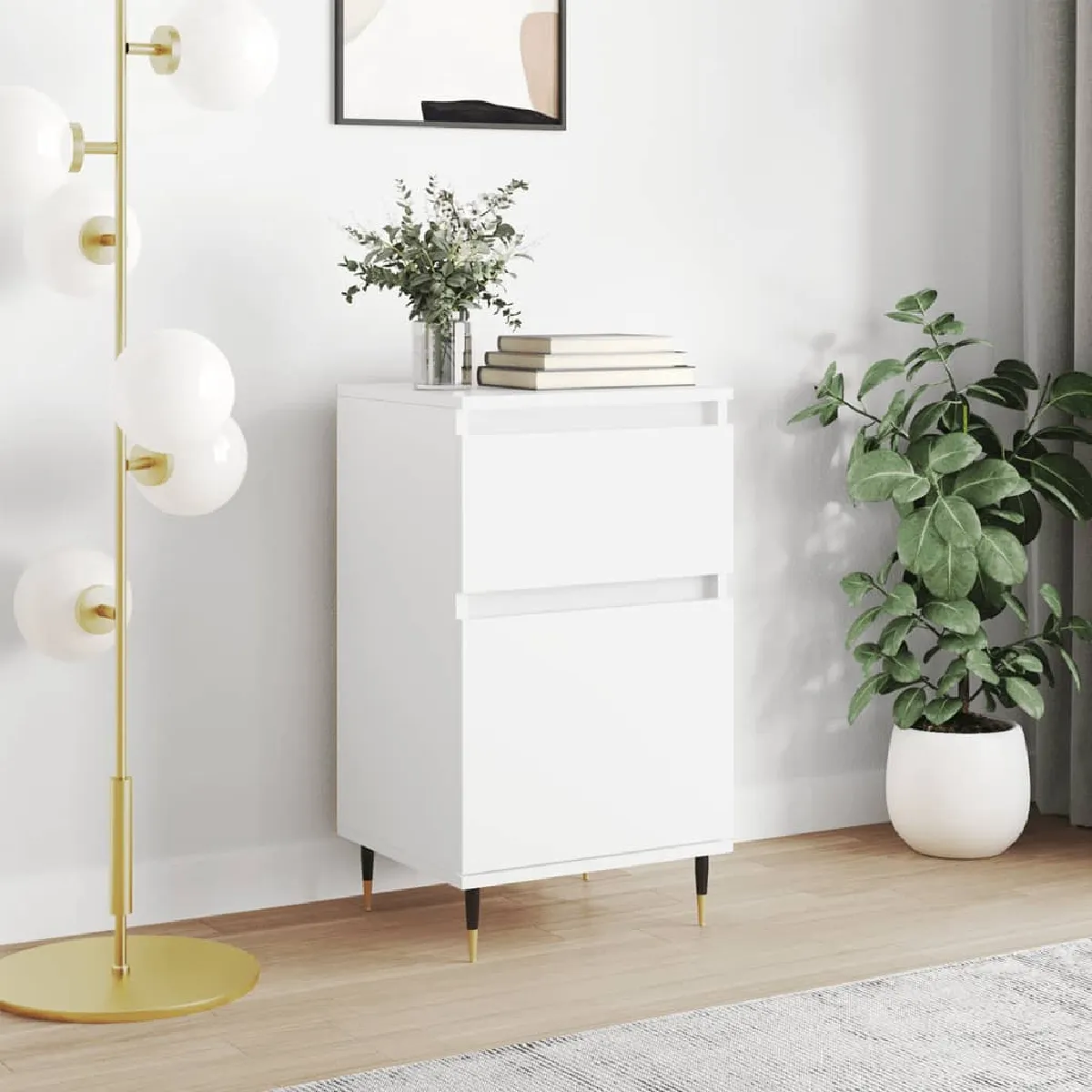 Non Communiqué Blanc Vidaxl Buffet, Armoire Latérale Avec Pieds, Meuble De Rangement, Organisateur De Salon Salle De Séjour Intérieur, Bois D’ingénierie 831132 - Image 3