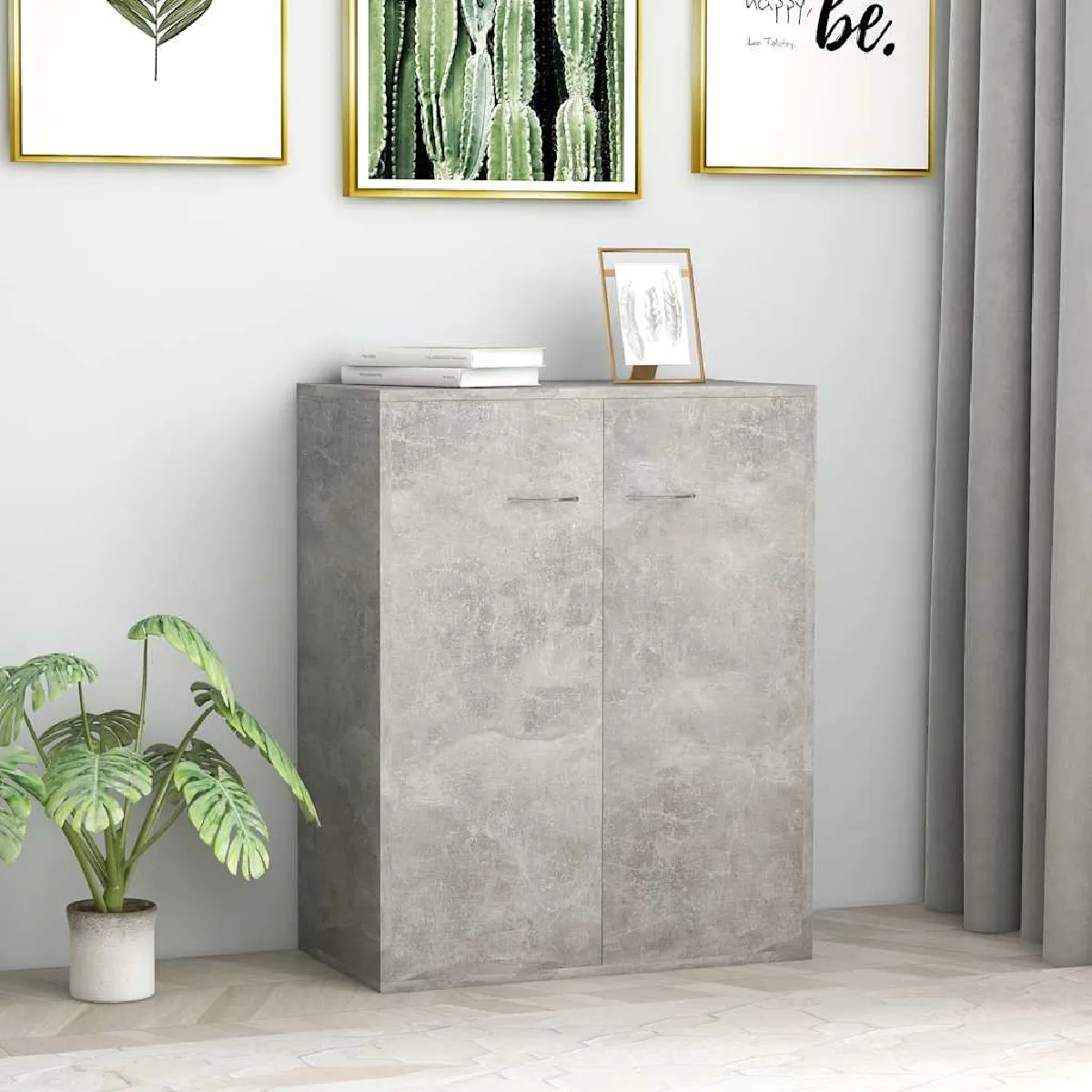 Non Communiqué Gris Béton Buffet 60X30x75 Cm Bois D Ingénierie - Image 3