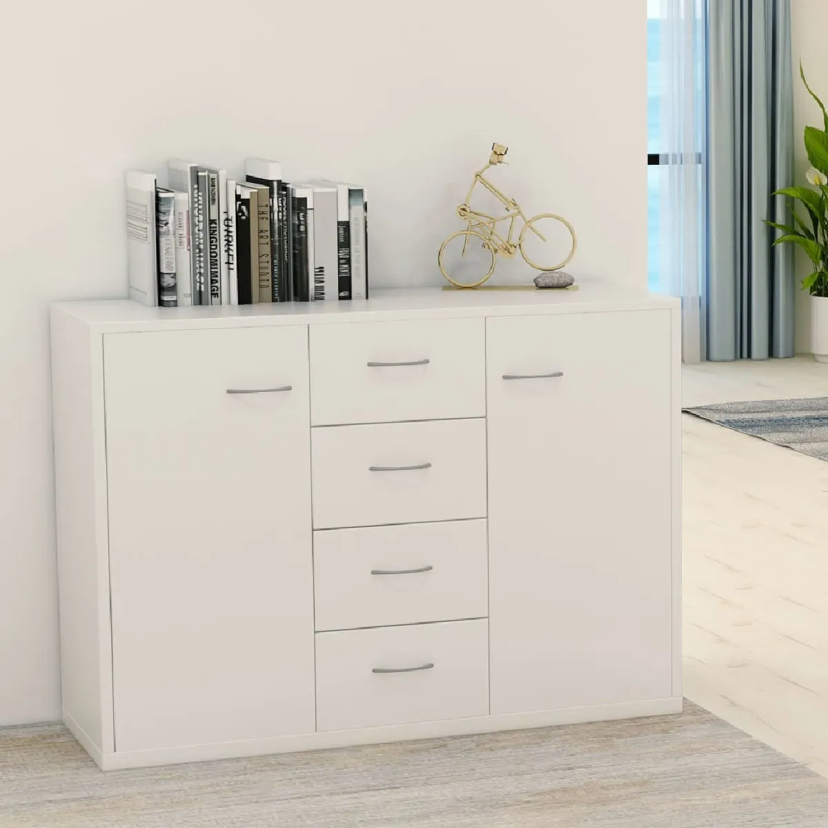 vidaXL Buffet blanc 88x30x65 cm bois d'ingénierie