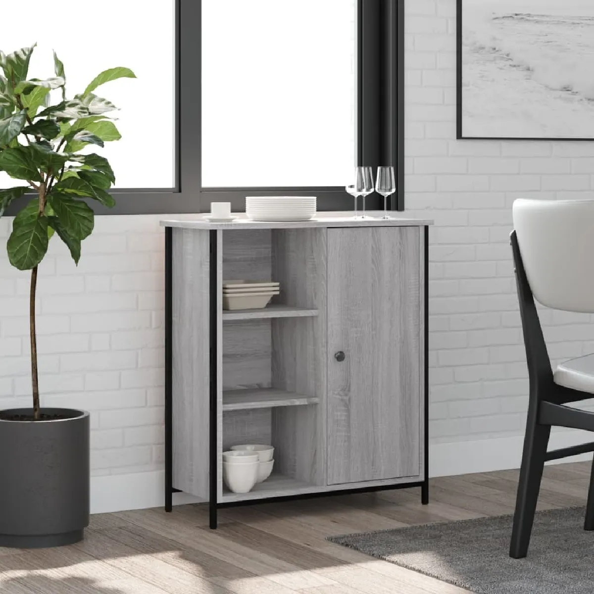 vidaXL - Buffet - Sonoma - Gris - 70x30x80 cm - Image 2