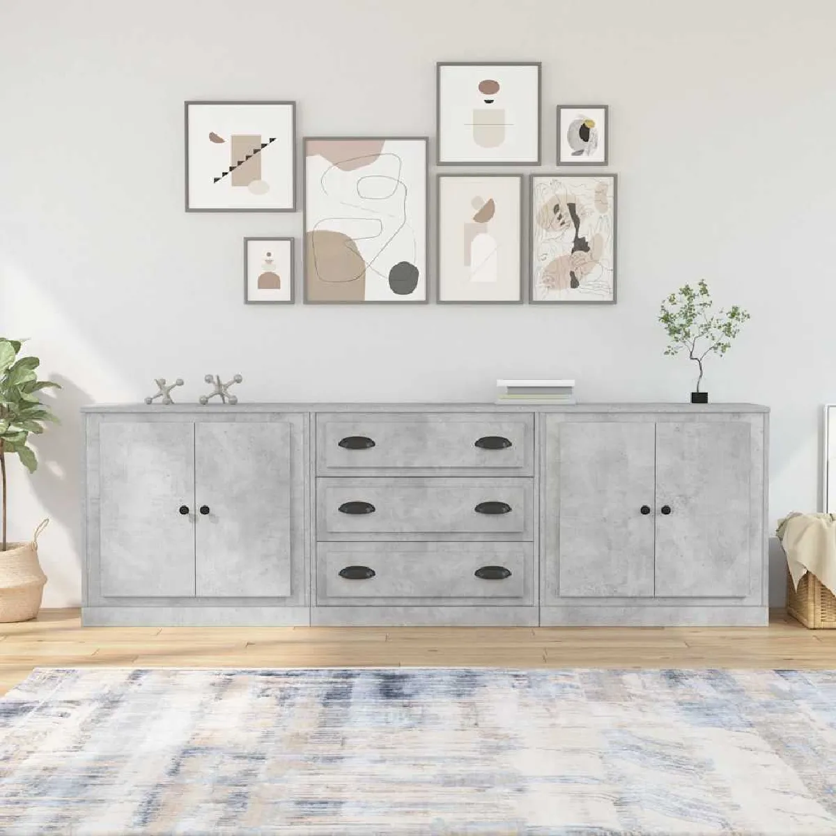 vidaXL Buffets 3 pcs Béton - vue 5