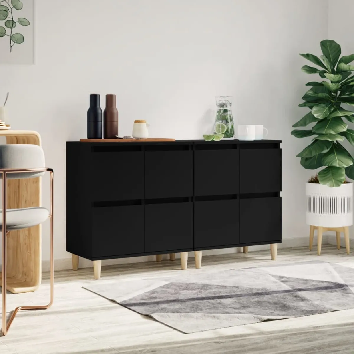 VIDAXL Buffets 2 pcs noir 60x35x70 cm