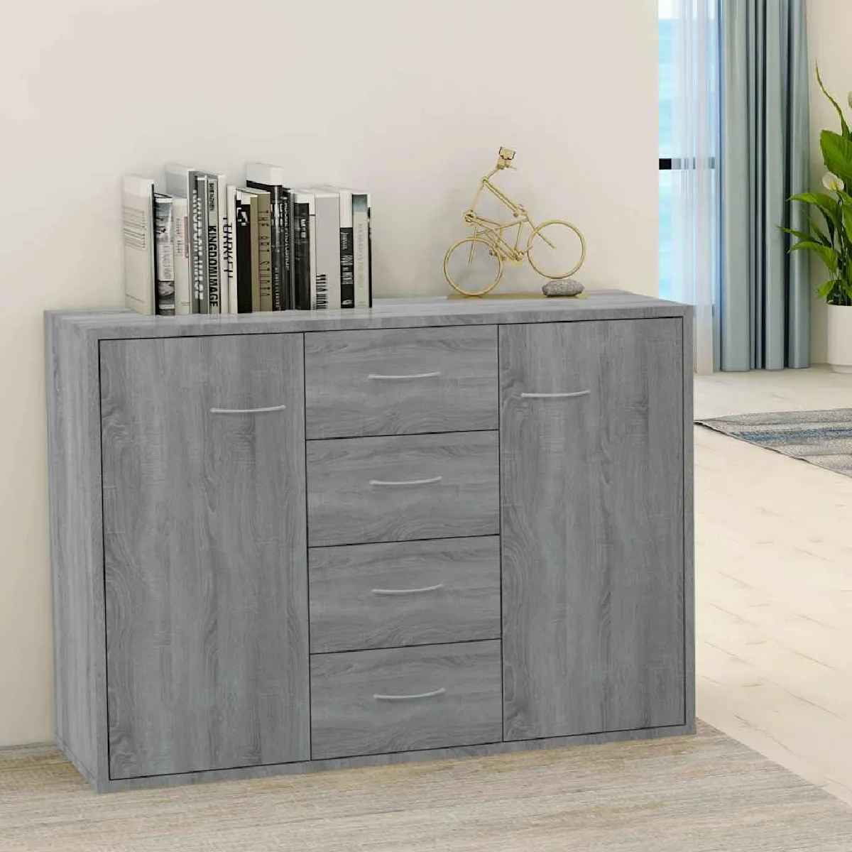 vidaXL - Buffet - Sonoma - Gris - 88x30x65 cm - Image 2