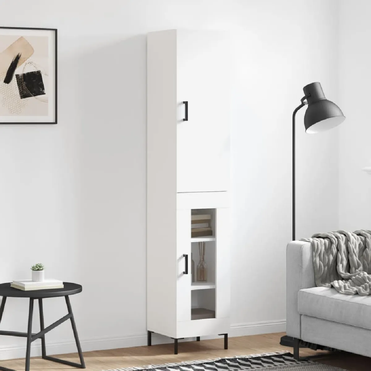 Non Communiqué Blanc Vidaxl Buffet Haut 34,5X34x180 Cm Bois D'ingénierie 3199041 - Image 3