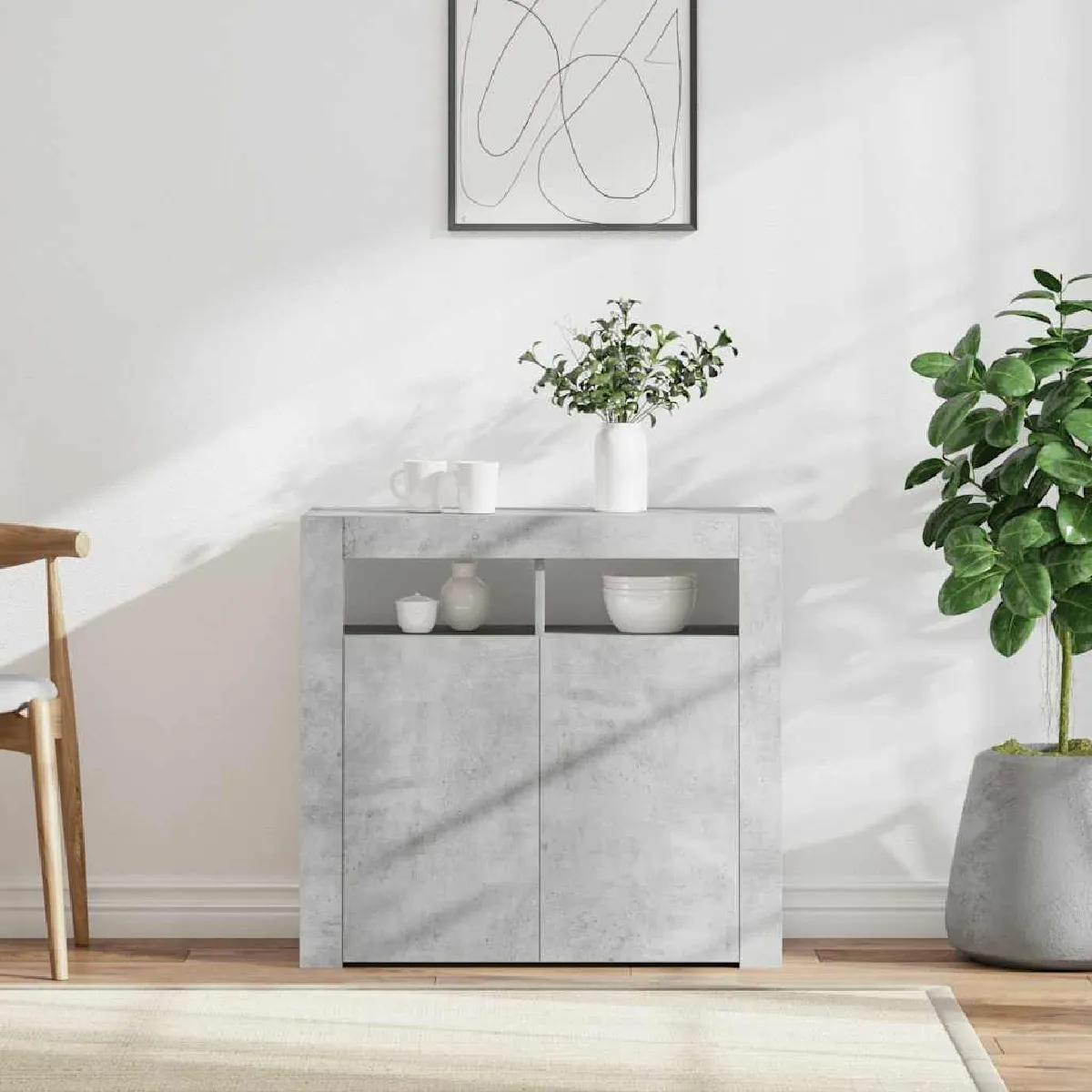 vidaXL Buffet avec LED béton - vue 10