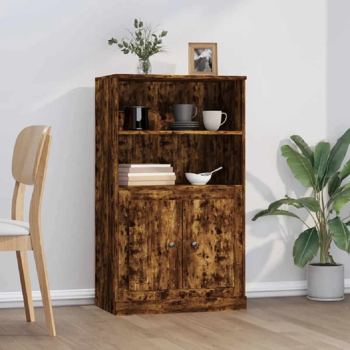 Non Communiqué Marron Vidaxl Buffet Haut Chêne Fumé 60X35,5X103,5 Cm Bois D'ingénierie816317 - Image 3