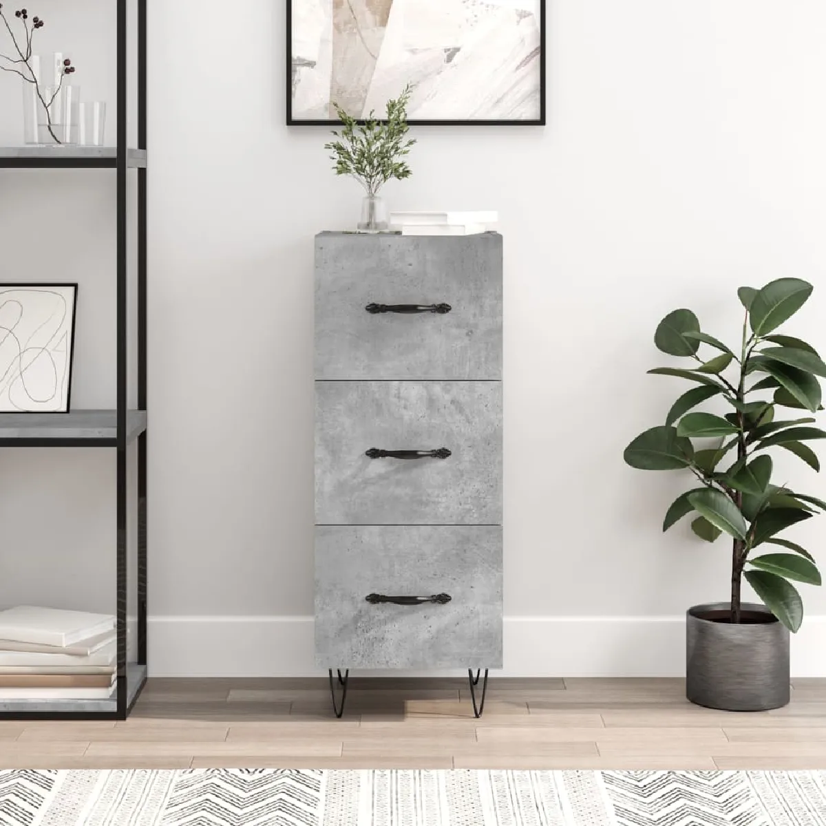 VIDAXL - Buffet - Gris béton - 34,5x34x90 cm - Image 2