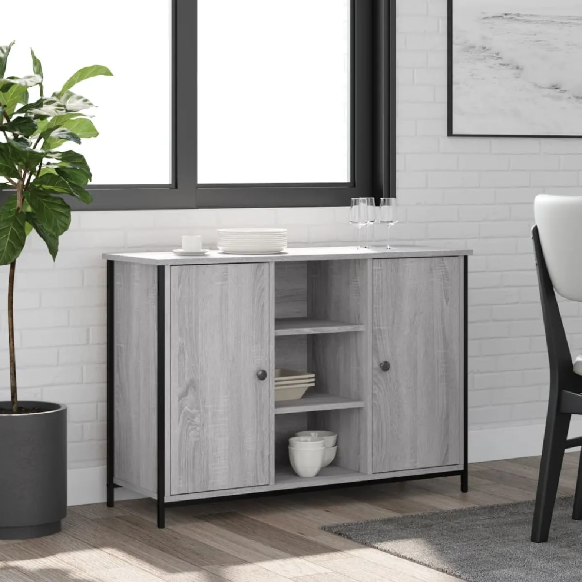 VIDAXL - Buffet - Sonoma - Gris - 100x35x70 cm - Image 2