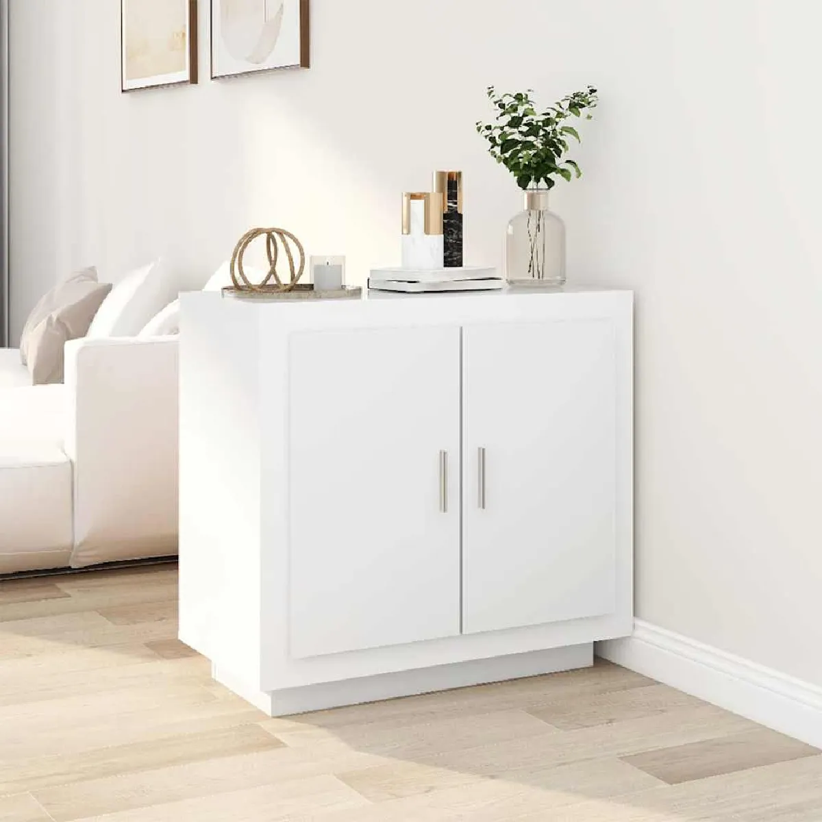 Non Communiqué Blanc Buffet 80X40x75 Cm Bois D Ingénierie - Image 3