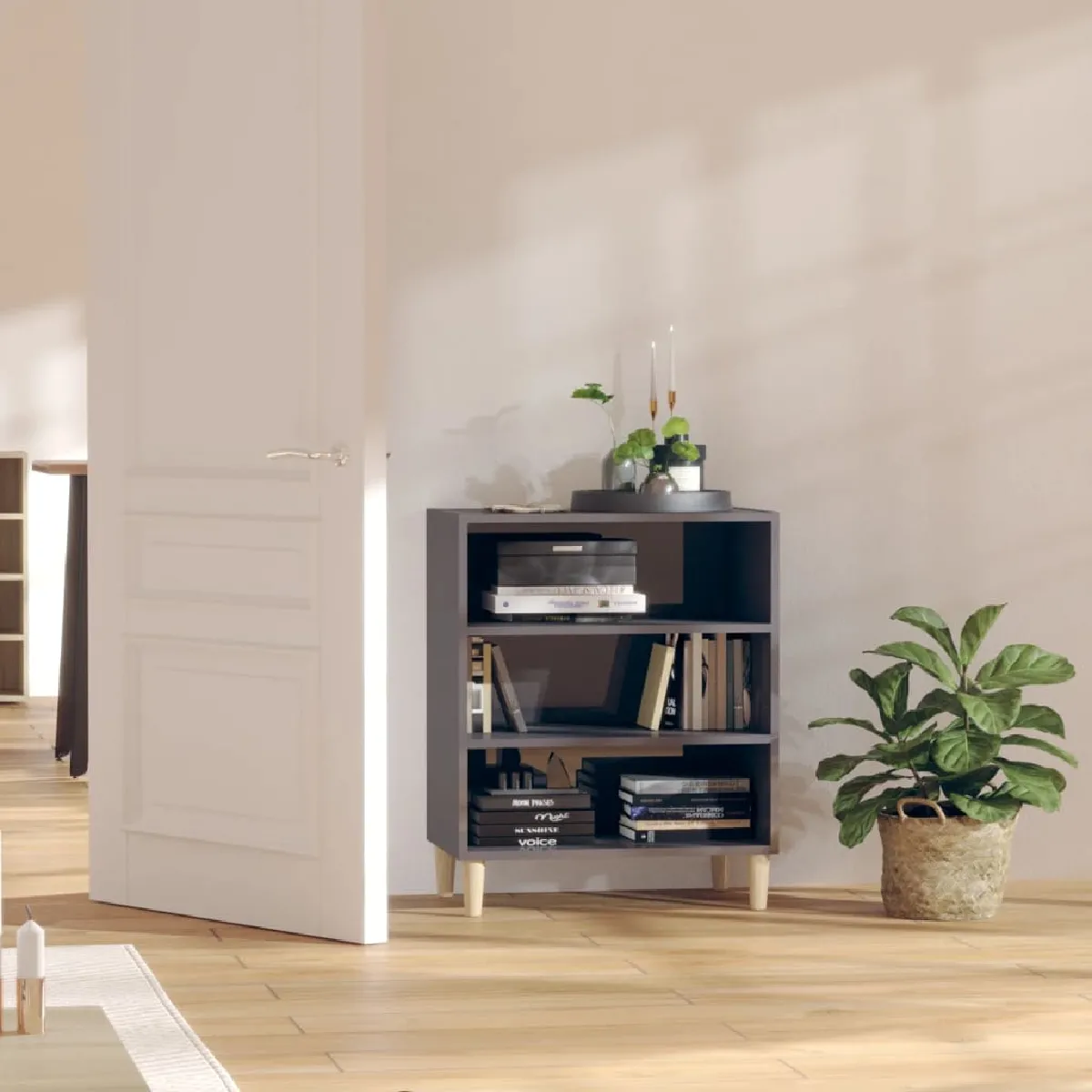 vidaXL Buffet gris brillant 57x35x70 cm