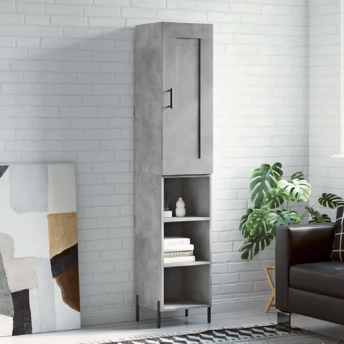 Vidaxl Gris Buffet Haut - Béton