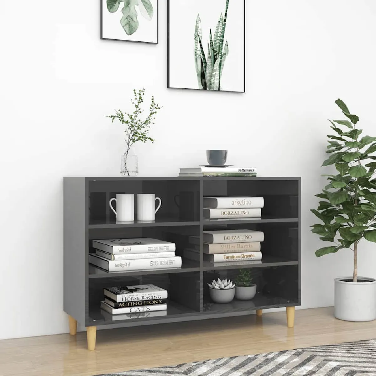 vidaXL Gris brillant 103,5x35x70 cm