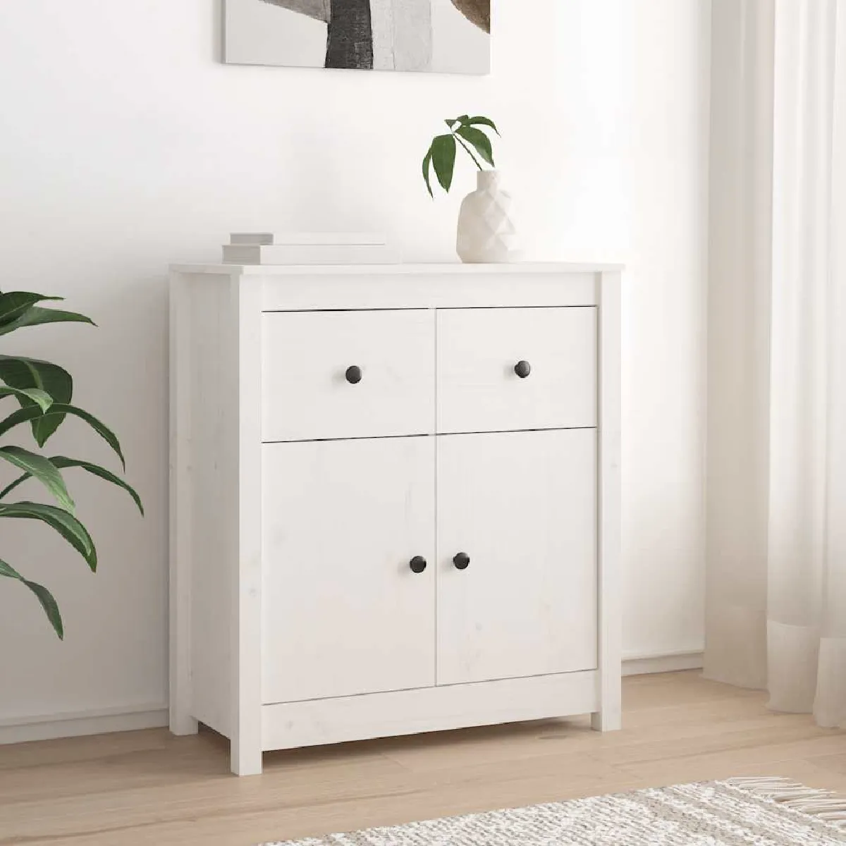 Vidaxl Buffet Blanc 70x80 cm Bois de Pin
